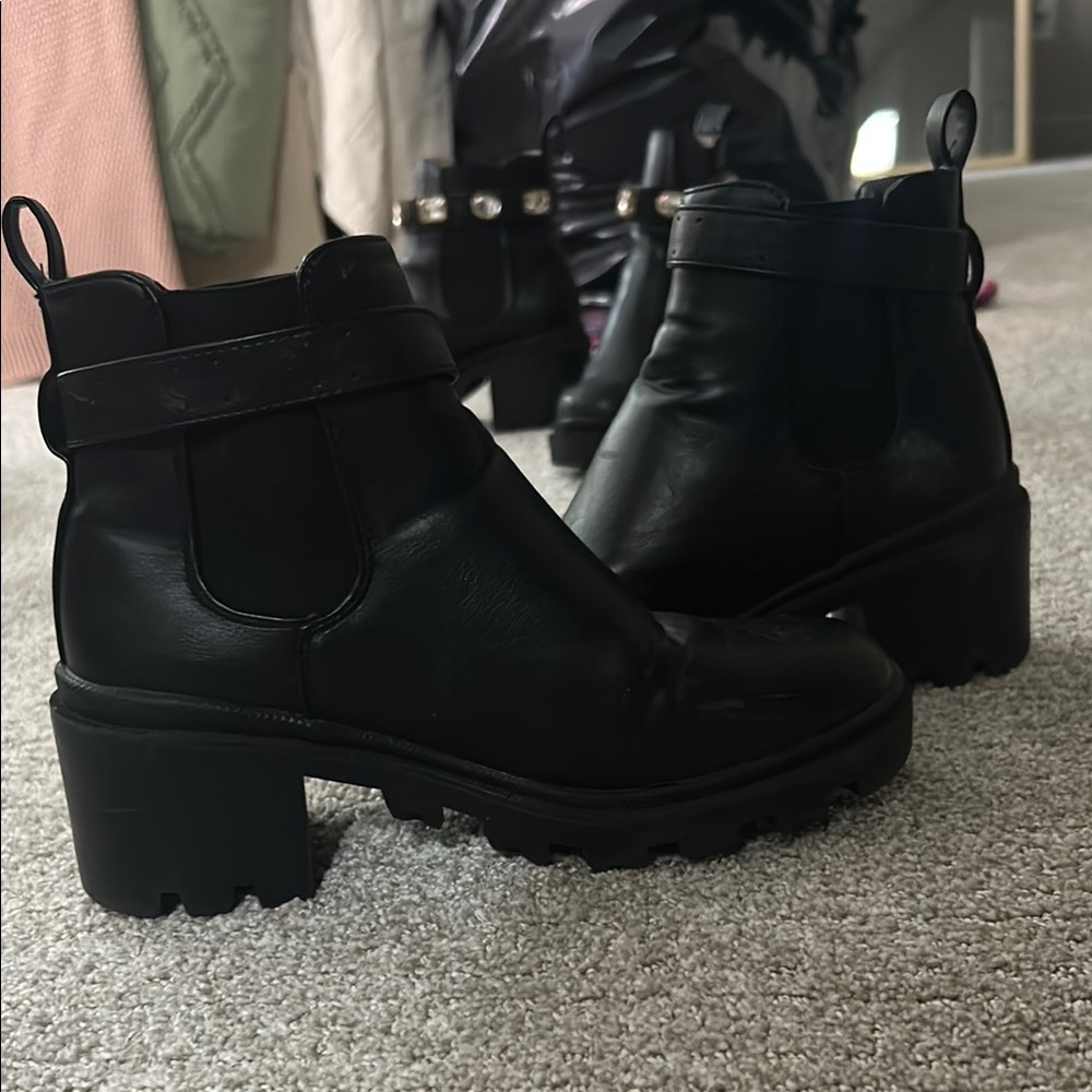 Black Leather Ankle Boots